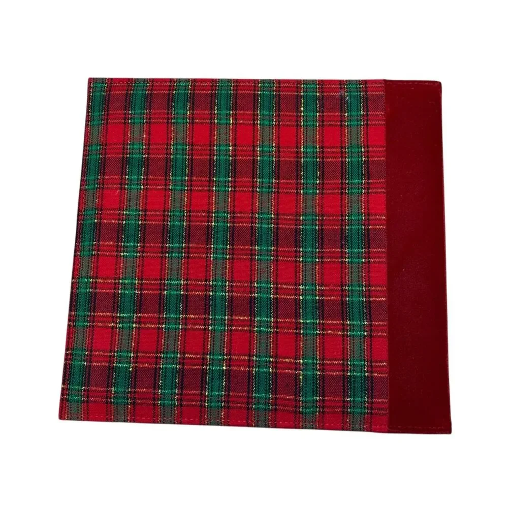 Red Velvet Plaid with Gold Rope Trim Scrapbook with Extra pages included Holiday